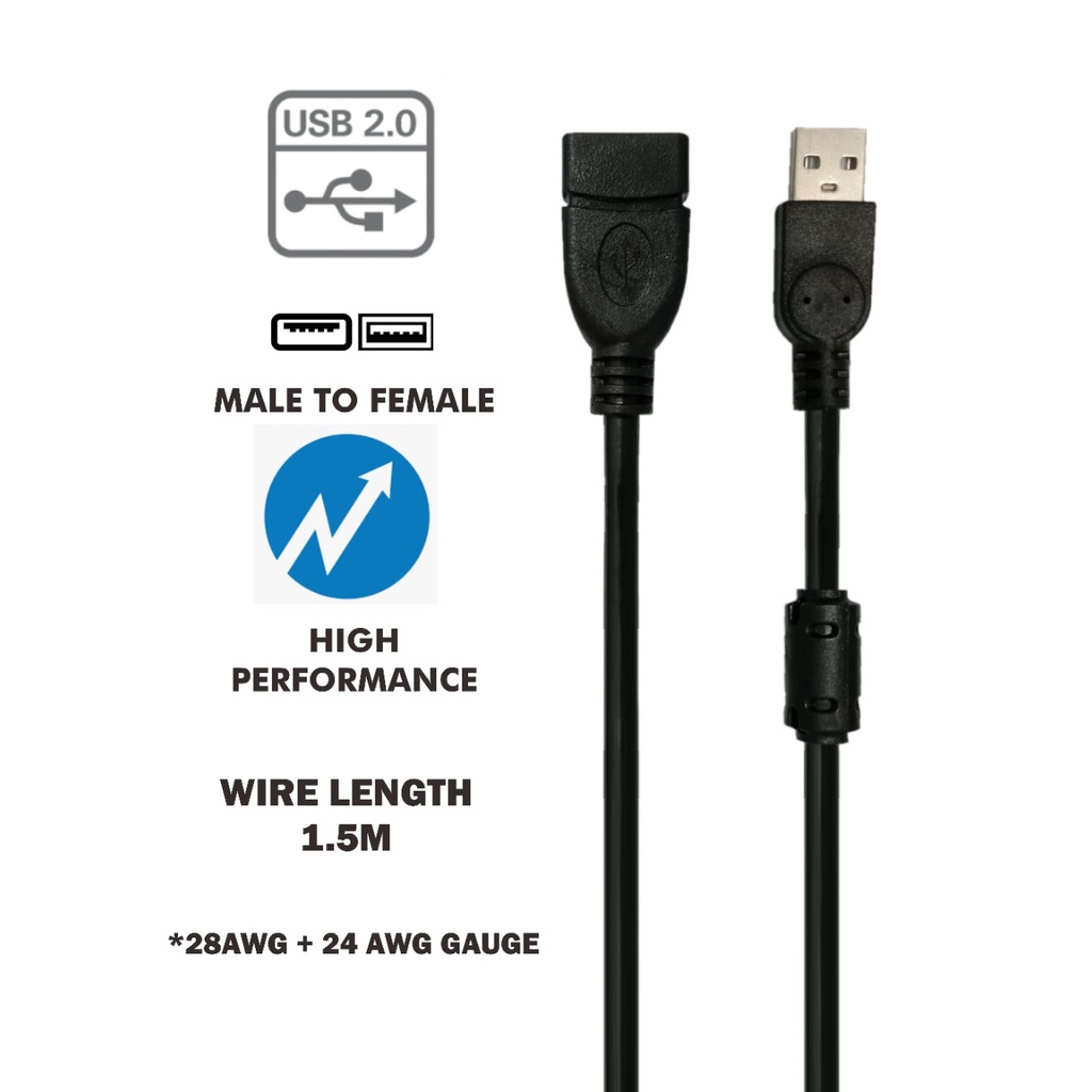 KABEL USB MALE TO FEMALE EXTENSION 1.5M