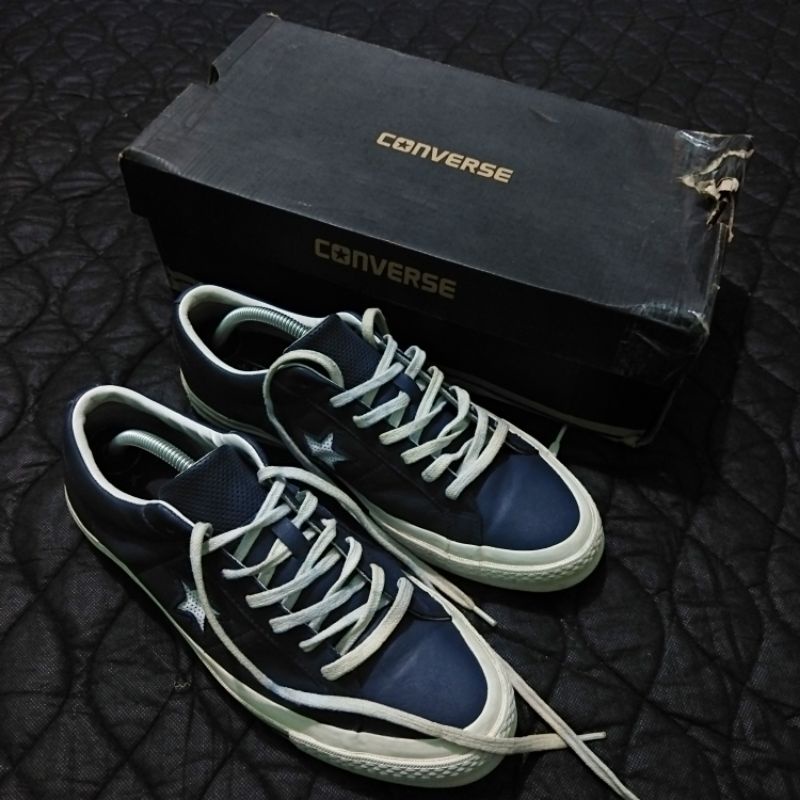CONVERSE ONE STAR 74s OX NAVY LEATHER SECOND