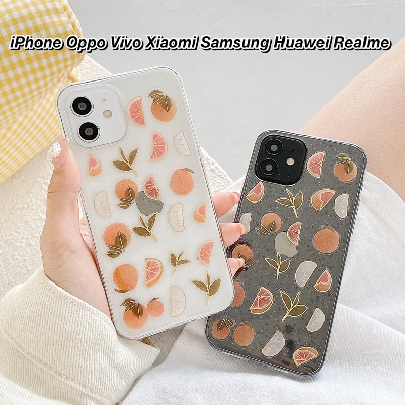 Case Oppo Reno 8 8z 5G 7 7z 6 Pro A57 2022 A16 A16k A16e 4G A96 A55 A76 A95 5 5F 4 4F Tangerine Glitter Case