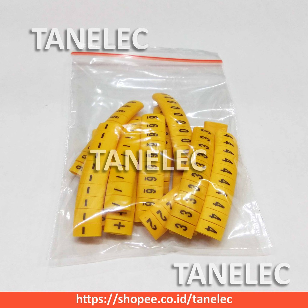 Cable Marker EC-J Yellow (0-9, - + / in One Packet) | Kabel Marker FM-1 Model Gepeng (Angka Komplit)