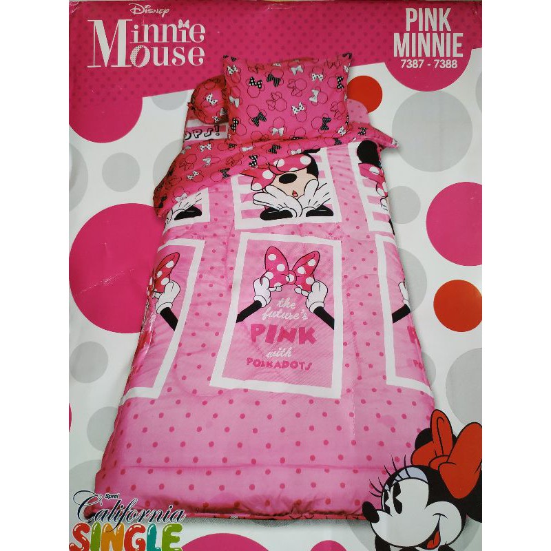 Sprei singke bed uk 100×200 / motif " Pink Minnie "/ Disney Minnie Mouse