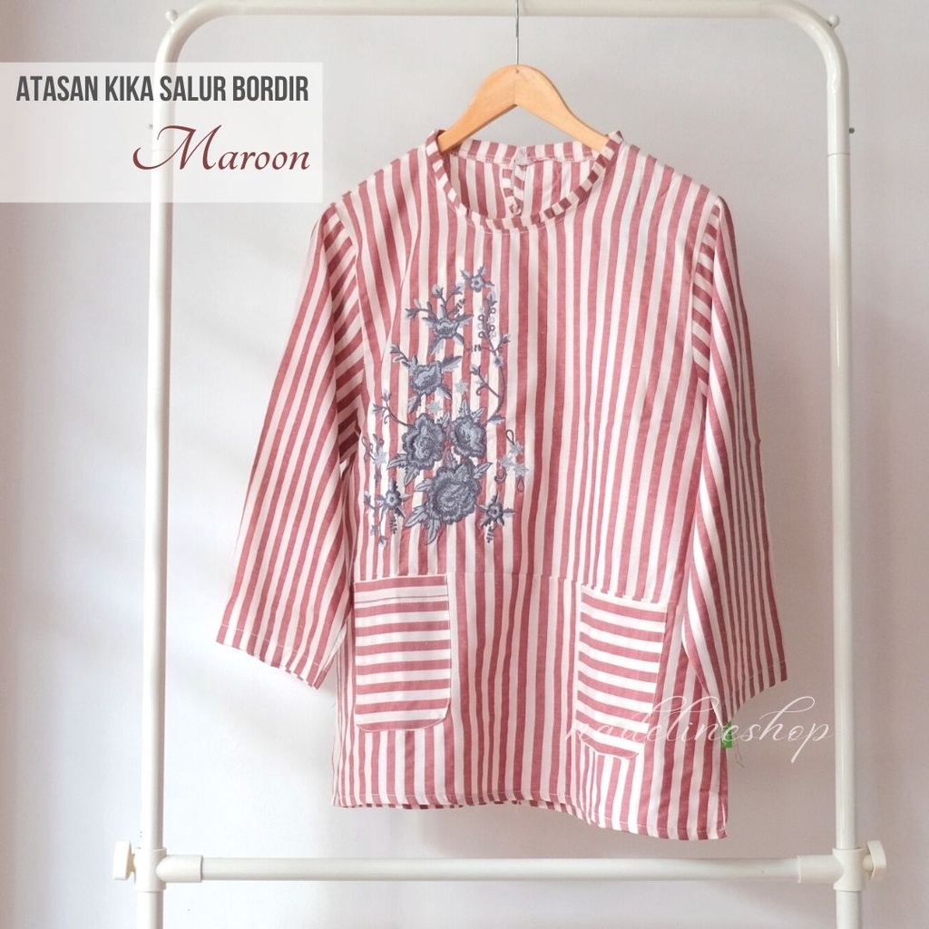BAJU ATASAN BASIC BLOUSE WANITA MUSLIM & CASUAL - KIKA & MIRA SALUR TOP-KIKA - MAROON
