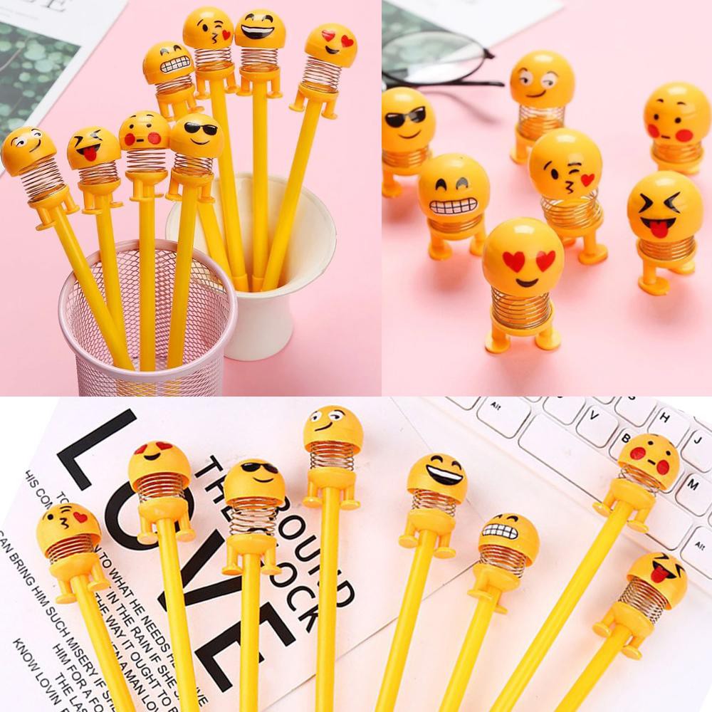 Pulpen Gel Bouncing Emoji Goyang Kepala Emoticon Lucu Pena Unik Emoticon Pen / Pulpen Emoticon