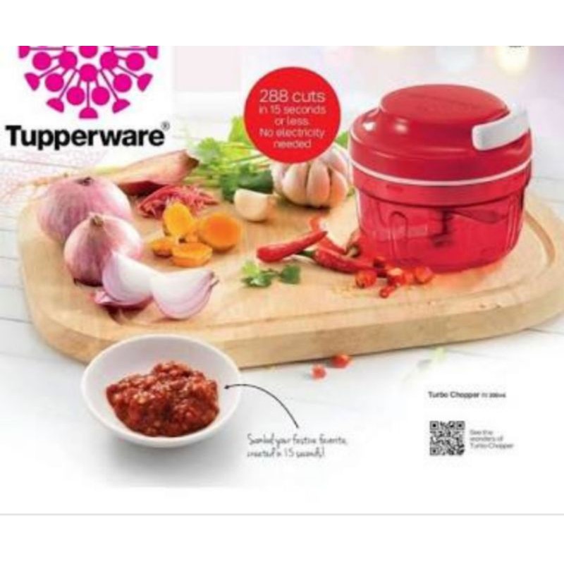 COD Tupperware ORI 100% Turbo Chopper Merah 1 pcs,alat pencacah,tanpa listrik praktis,FREE BOX