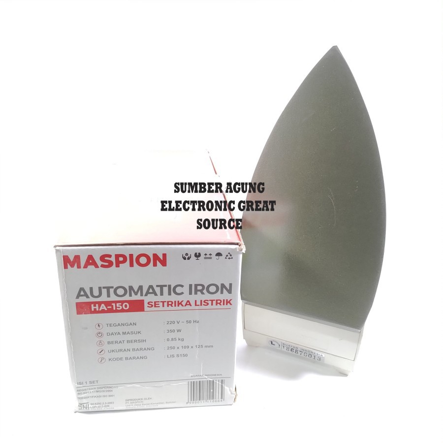 Maspion Seterika HA150 Setrika Listrik Otomatis Anti Lengket Non Stick