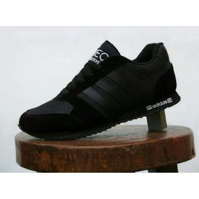 Sepatu Sekolah Adidas Neo City Racer Runner Full Hitam Black Man Pria untuk Cowo