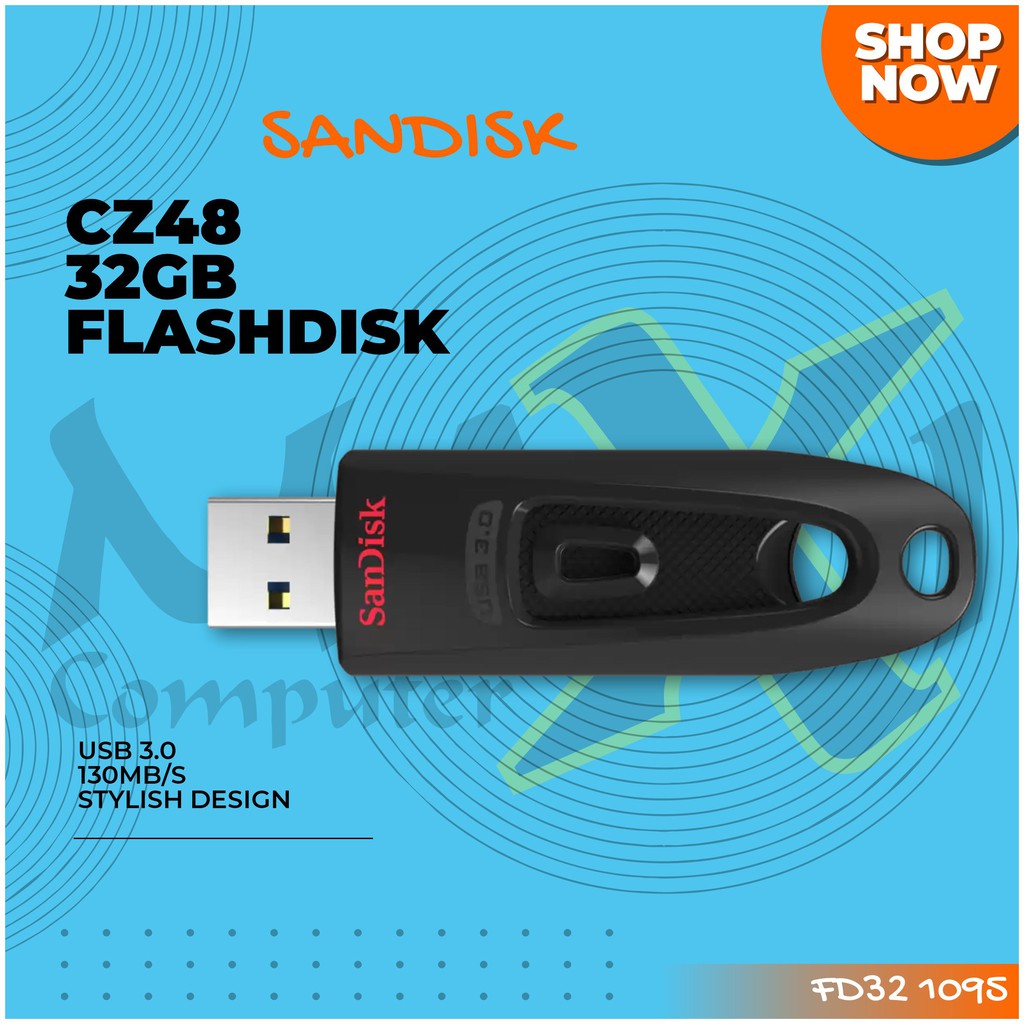 SanDisk Ultra CZ48 32GB USB 3.0 Up To 130MB/s Flash Drive Flashdisk