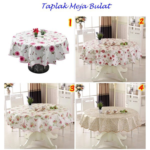 (BIG SIZE) Taplak Meja Makan Bulat Bulet Ruang Tamu Anti Air Alas PVC / Round Tablecloths 150x150cm