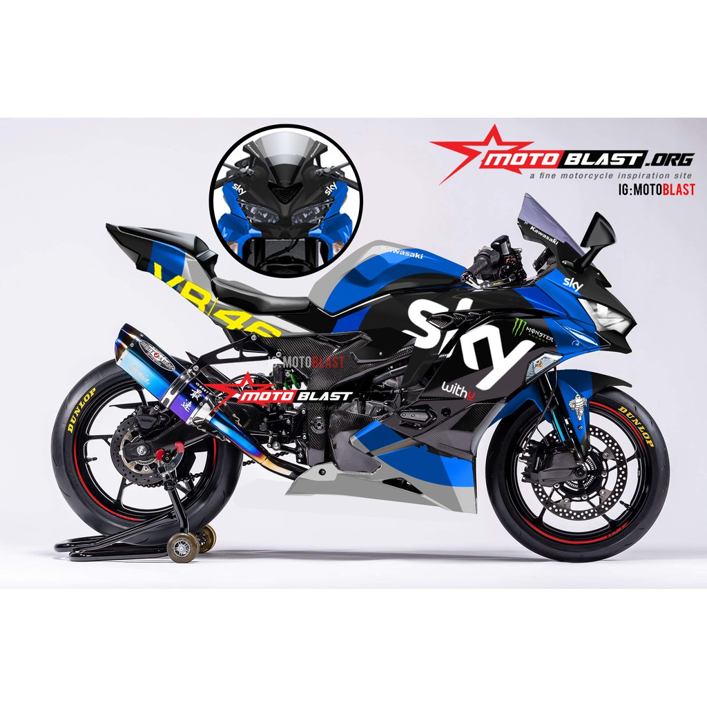 Decal Stiker Motoblast NINJA ZX25R SILVER SKY RACING TEAM FULL BODY