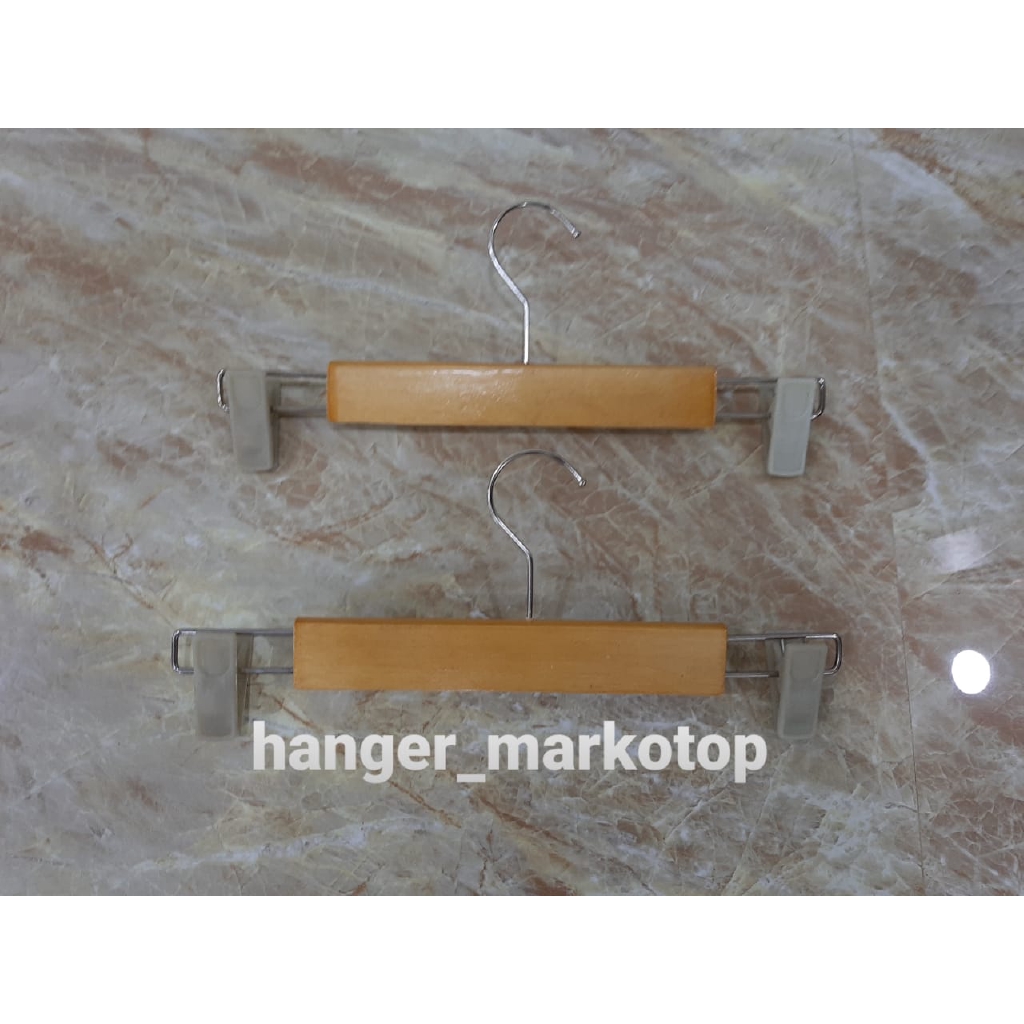 Hanger Kayu Jepit Natural (29cm) |Cocok untuk Celana Jeans dan pakaian