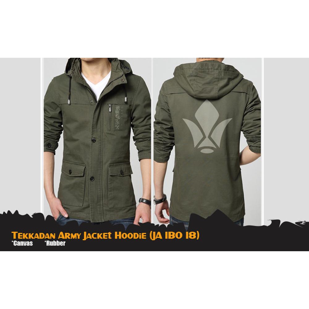 Jaket Parka Gundam Tekkadan Army Canvas Hoodie (JA IBO 18)