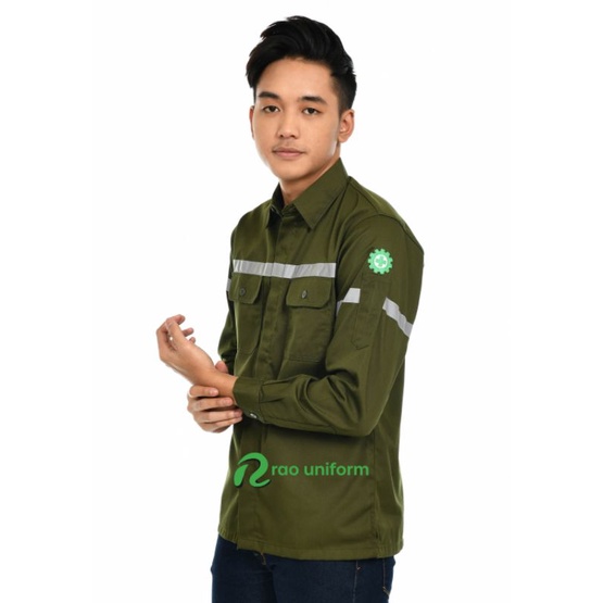 Wearpack Safety Baju Safety Baju Kerja  Bordir K3 dan Bendera Indonesia Baju Proyek Kemeja Lapangan