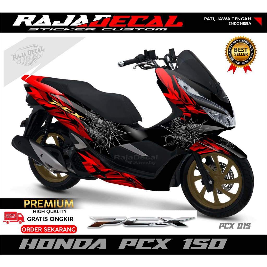 Decal Sticker Honda PCX 150 Fullbody_Stiker Dekal PCX 150 Custom Disain Abstrak Skull PCX 015