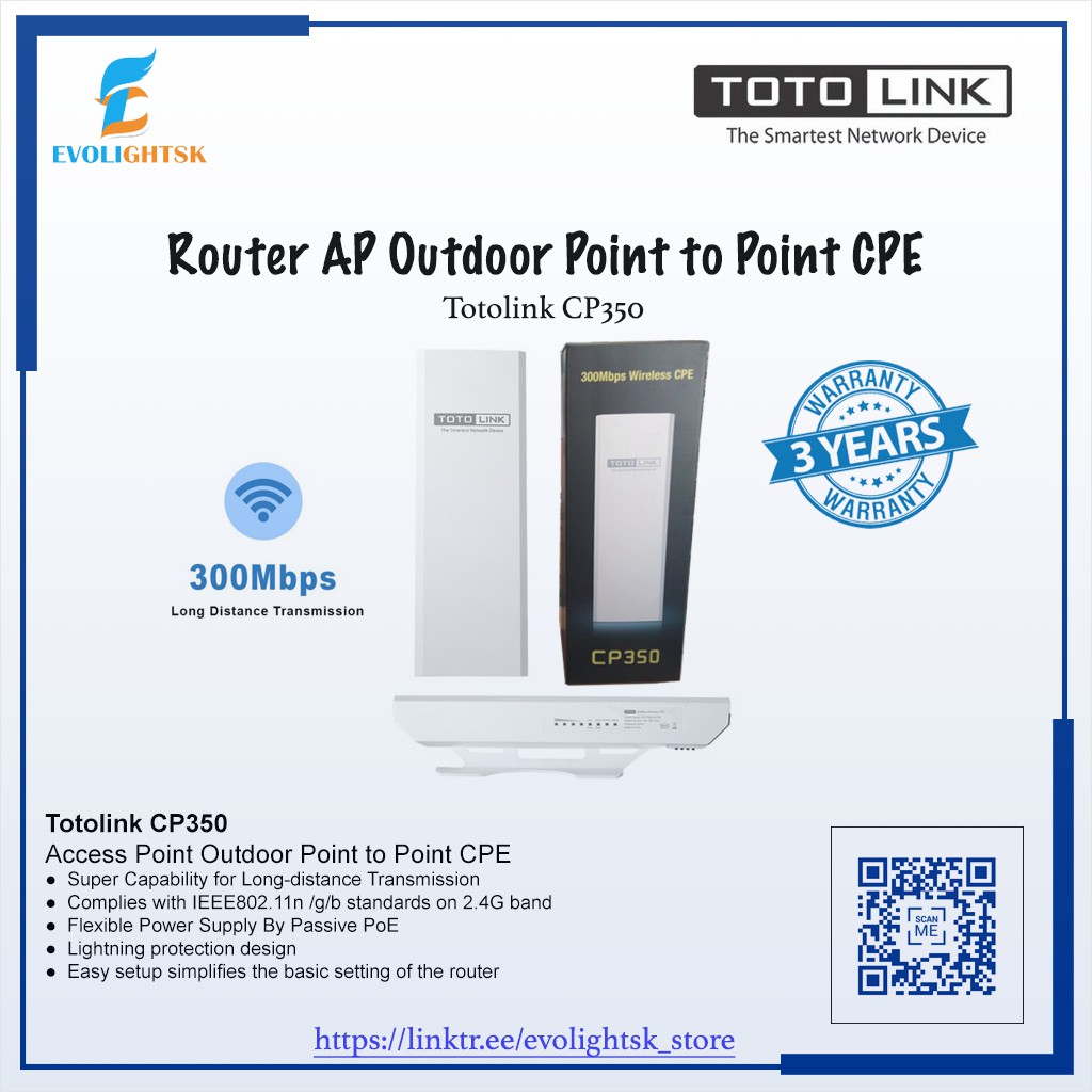 TOTOLINK CP350 300Mbps 2.4GHz Wireless Outdoor CPE / Totolink CP350
