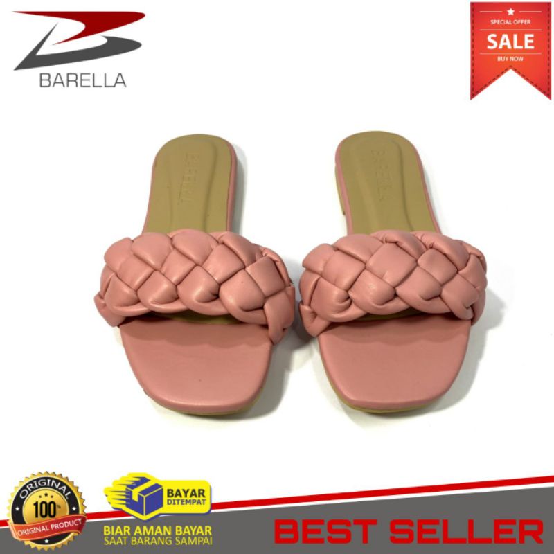 BARELLA sandal wanita teplek model kepang besar-sendal wanita slid