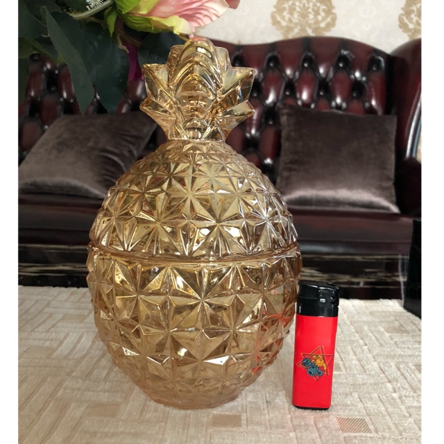 Christal pajangan bentuk nanas warna gold