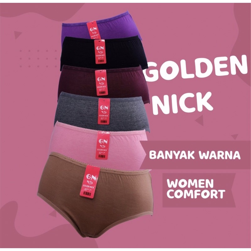 6 PCS/Celana Dalam Wanita /Golden Nick Gelap