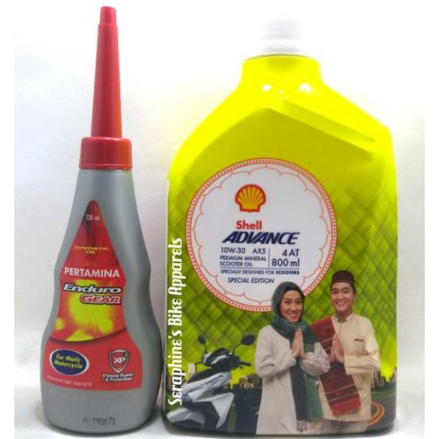 PAKET OLI SHELL ADVANCE MATIC AX5 10W30 + OLI GARDAN ENDURO|SEMUA MATIC OK HONDA YAMAHA SUZUKI VESPA