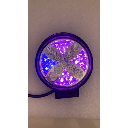 Lampu Sorot Tembak 9 Led 27 Watt 12-24 Volt Model Bulat Senja Nyala RGB