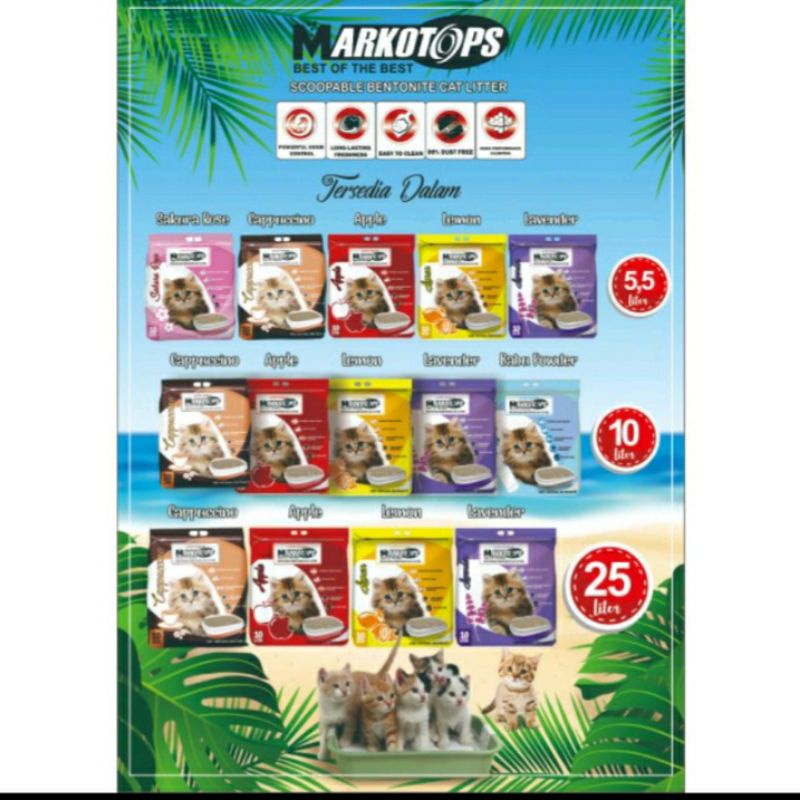 Pasir Kucing wangi Markotop 10L- pasir kucing wangi markotop gumpal 10Liter