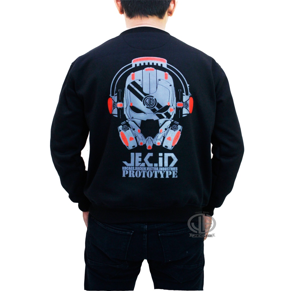 Sweater Crewneck Hitam Prototype Distro JEC ID Unisex