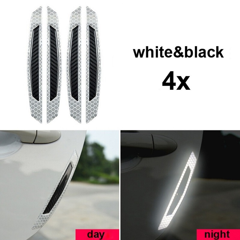 4pcs Stiker Strip Reflektif Untuk Pintu Mobil