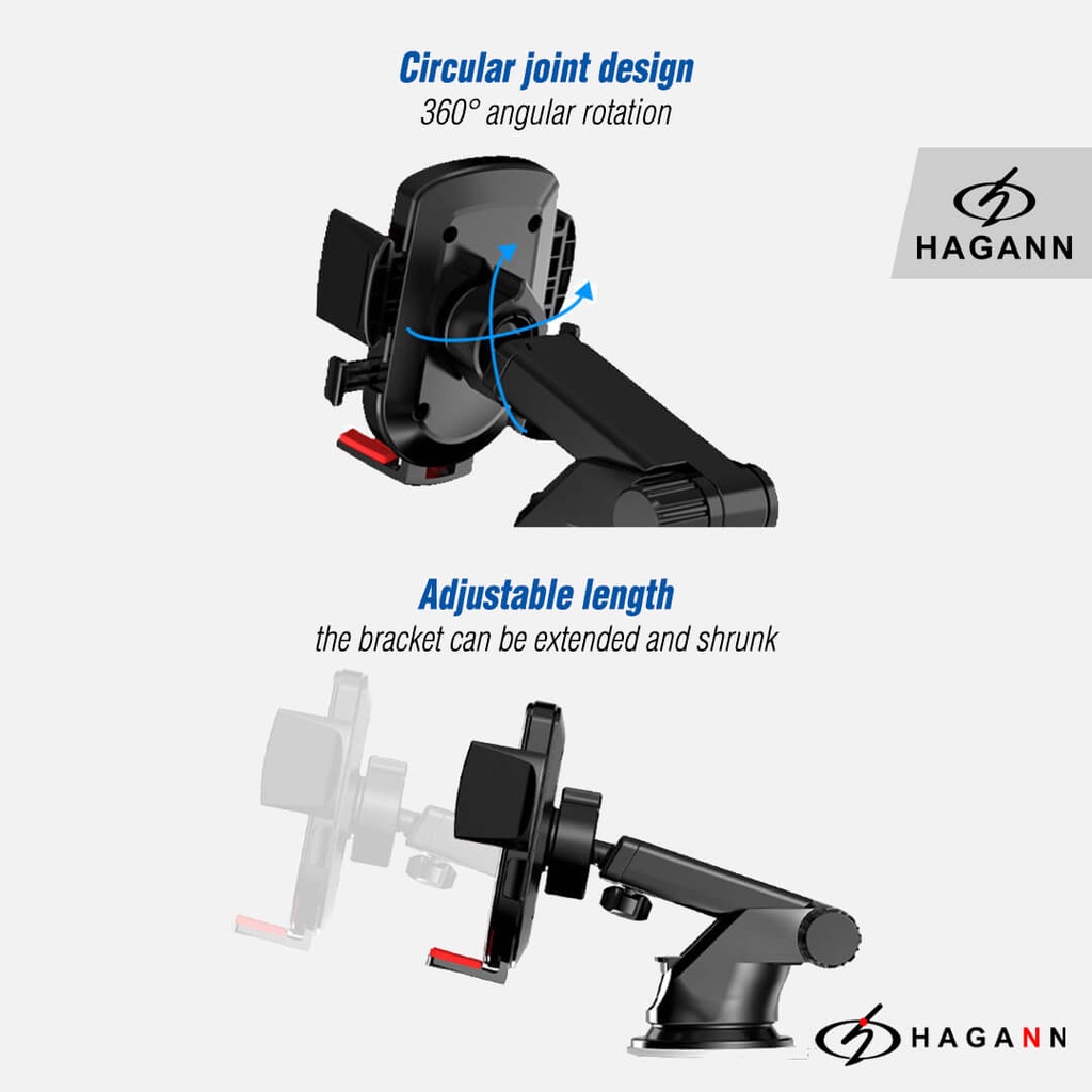 HAGANN CHO-1201 Holder HP Mobil Dashboard | Car Phone Stand Di Kaca | Dudukan HP Di Mobil – Garansi 1 Tahun