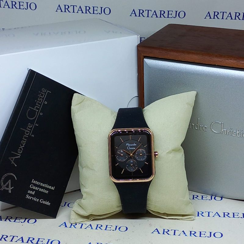 JAM TANGAN WANITA ALEXANDRE CHRISTIE AC 2744 HITAM ROSEGOLD ORIGINAL