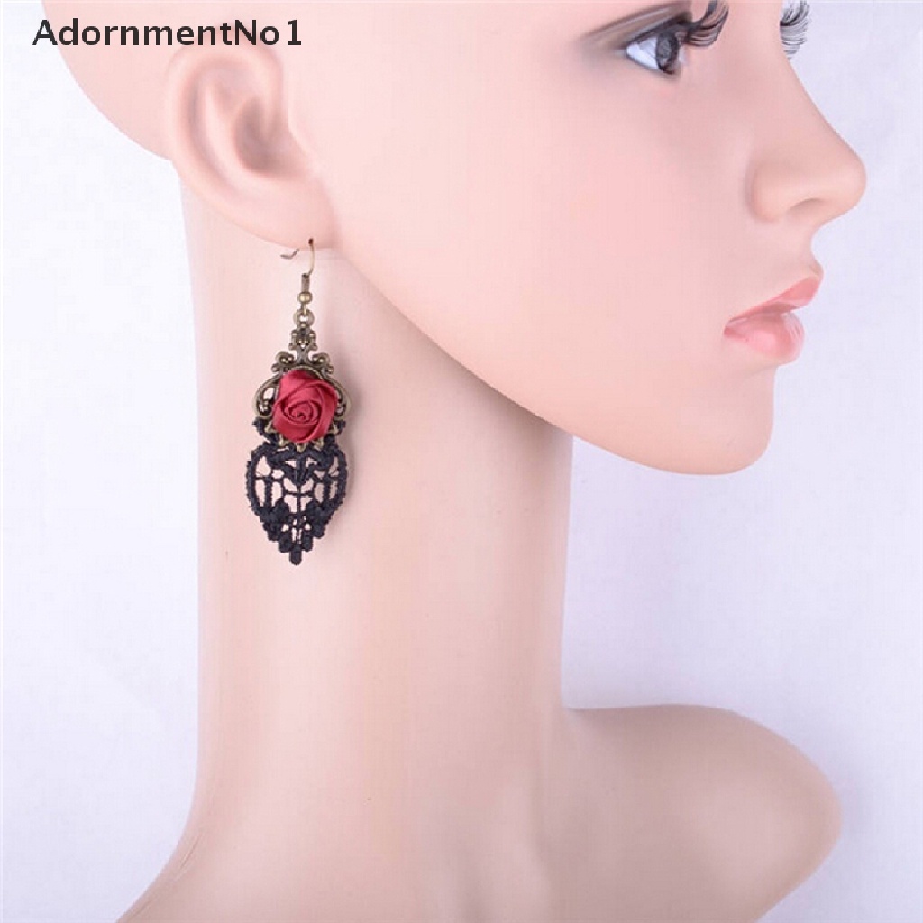 (AdornmentNo1) 1pc Anting Tusuk Gantung Desain Bunga Lace Gaya Gothic / Victoria / Retro / Vintage Untuk Wanita