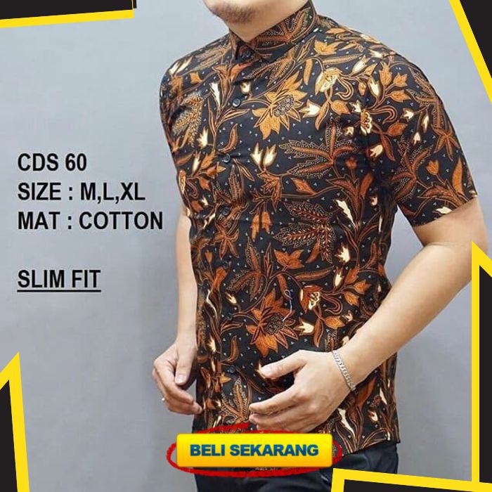 CDS60 KEMEJA BATIK PRIA SLIM FIT MEWAH UNIK BAJU BATIK PRIA BEST SELLER