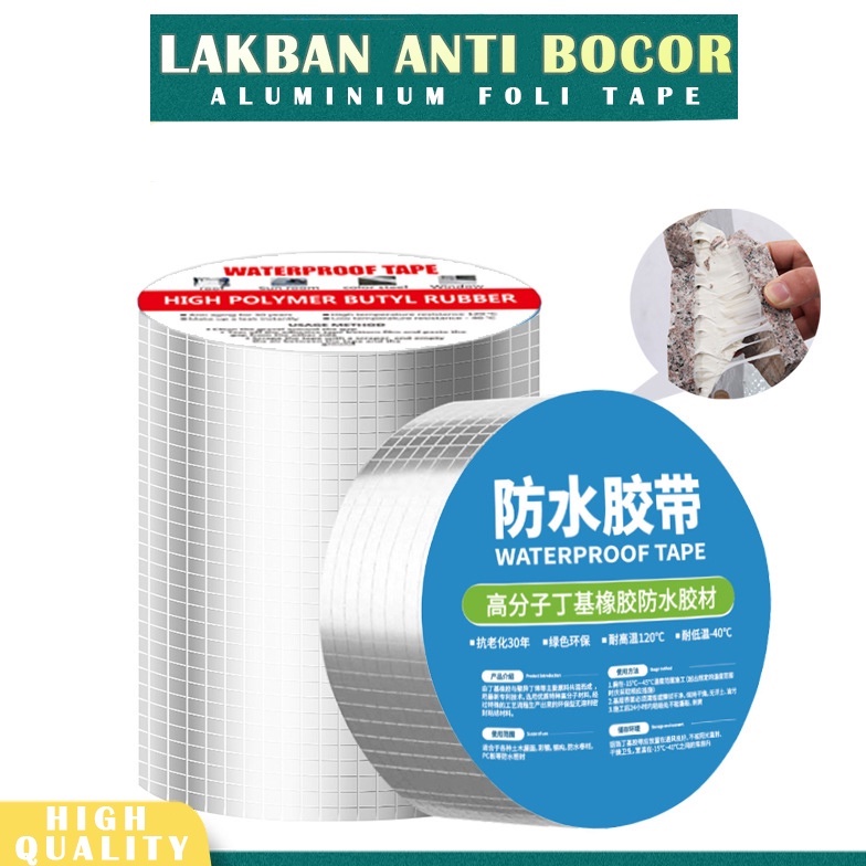 Lakban Anti Bocor Lem Anti Air Aluminium Foil Butyl Super Waterproof Tape Tambal Silver Tahan Air