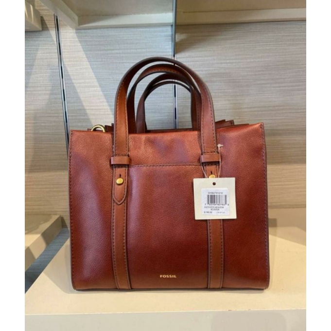 Tas Fossil Authentic Kingston Satchel Medium Brown