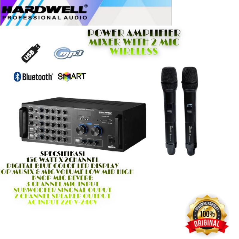 POWER AMPLIFIER MIXER HARDWELL ULTIMATE 7000 ORIGINAL PLUS 2MIC WIRELESS