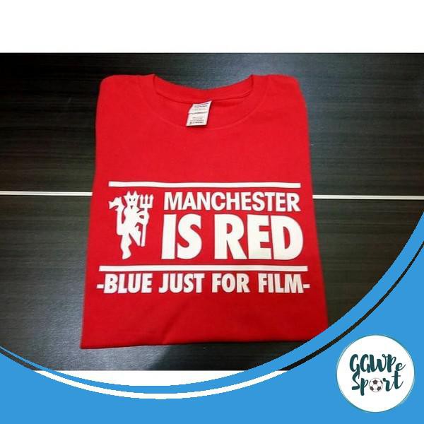 Kaos Distro Premium MU Manchester Is Red Kaos Bola Katun Combed 30S Kualitas Jaminan Terbaik