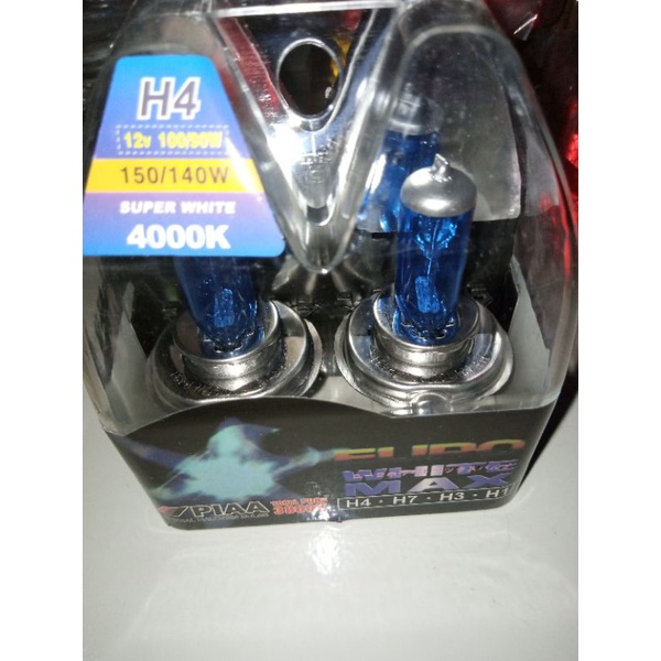 Lampu H4 super putih halogen 12v 4000k 100/90 harga per set 2 pcs