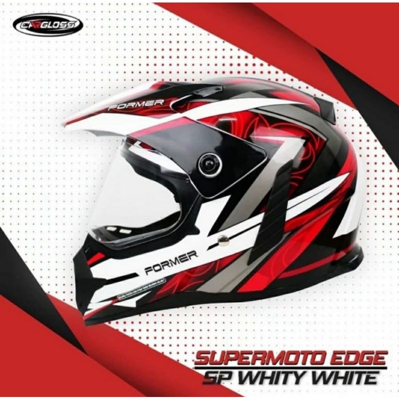HELM CARGLOSS SUPERMOTO FSM CR FORMER EDGE WHITE RED