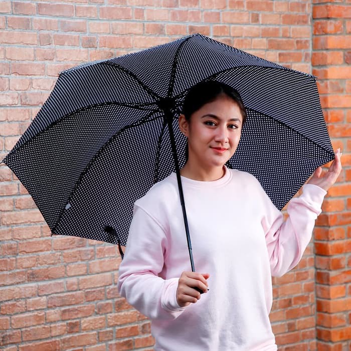 Payung Lipat Polkadot. Elegant Chic New List Hitam Trendy Gaya Fashion