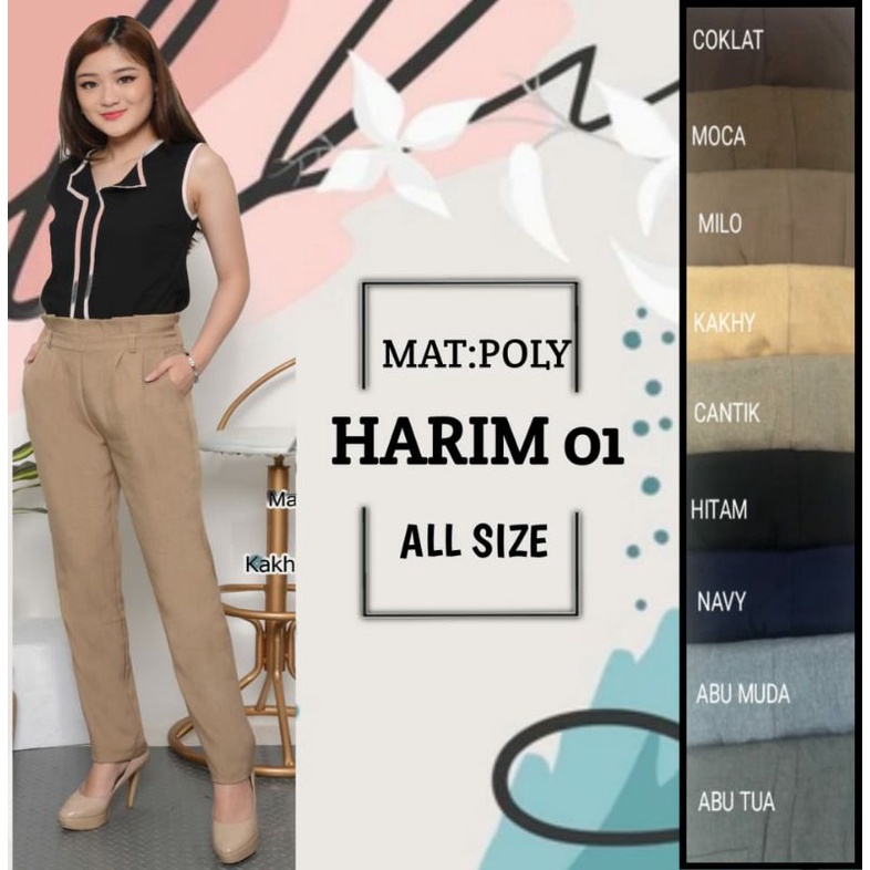 CELANA HARIM 01 WANITA / HIGHWAIST BAGGY PANTS MODEL KEKINIAN LYDIA KINAN PREMIUM BAHAN POLYY