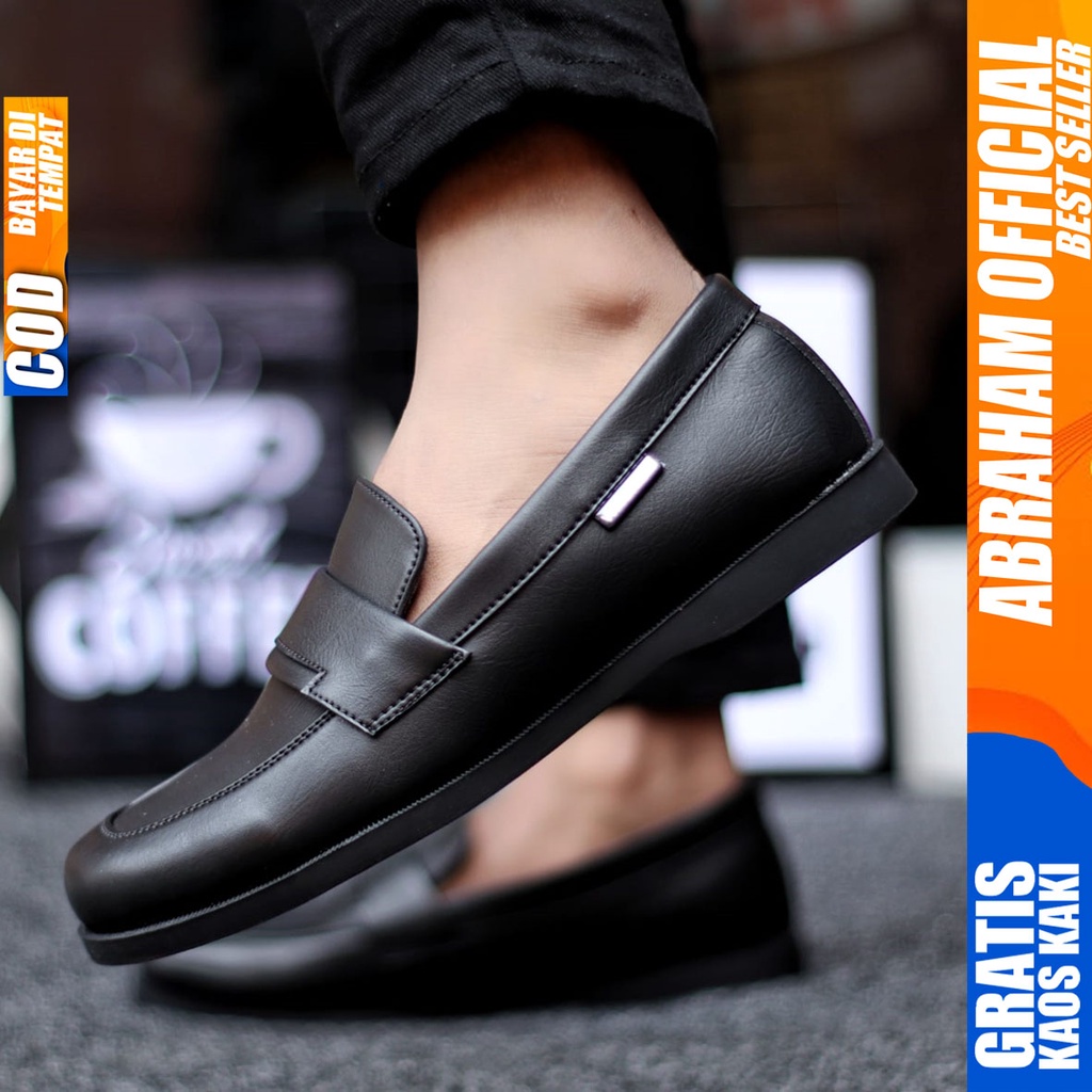 Abraham Bruno - Sepatu Formal Kerja Pantofel Pria Hitam