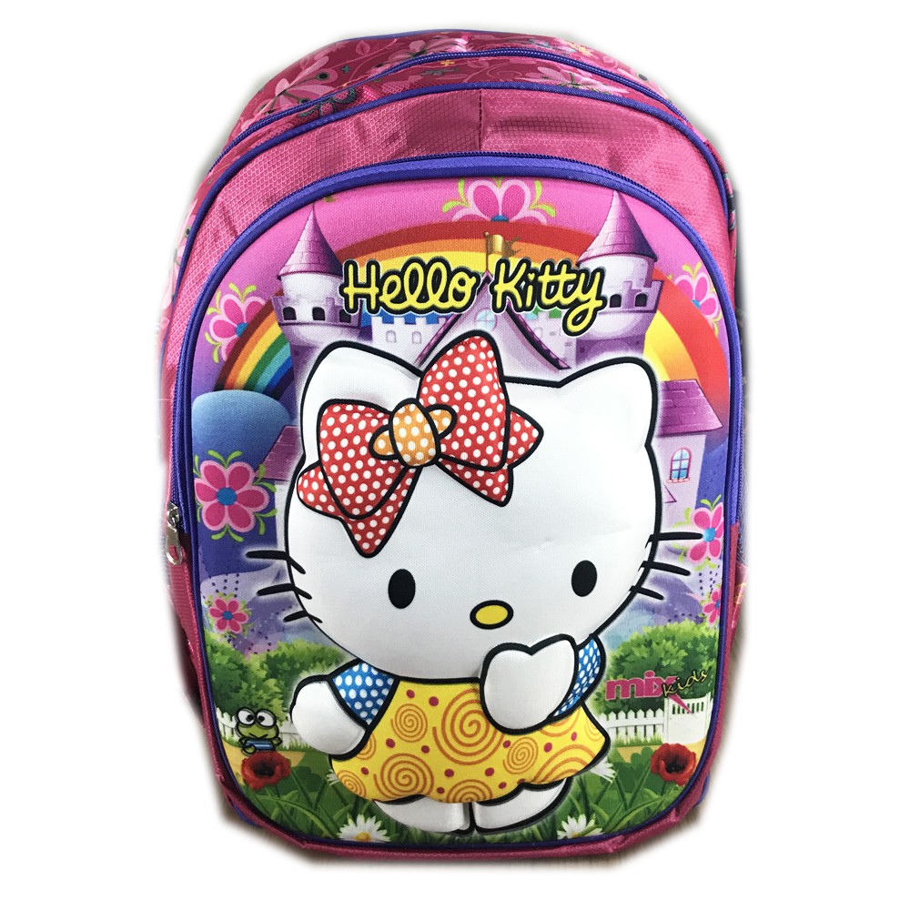 FREE ONGKIR + PROMO TERMURAH !!! Tas Ransel Sekolah SD Hello Kitty 2 Kantung 3D Timbul Solid