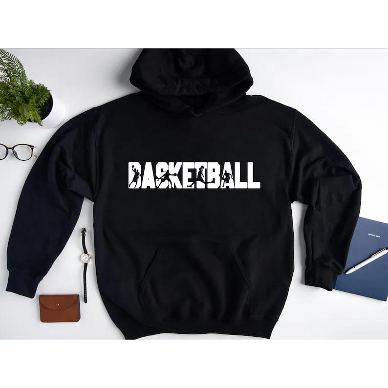 HOODIE UNISEX BASKETBALL TEXT ART - JUMPER KEKINIAN TEBAL PREMIUM