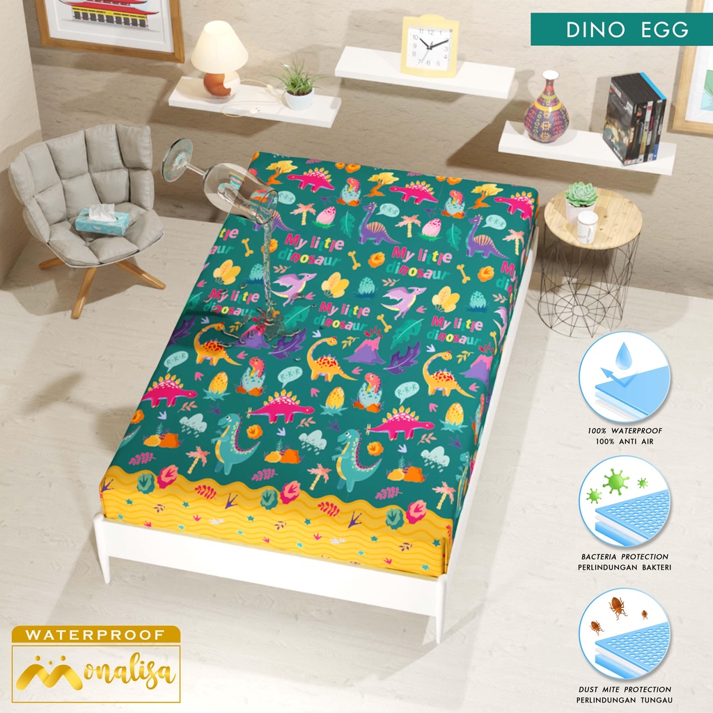 Monalisa Waterproof Sprei Uk 100/120 - Dino Egg