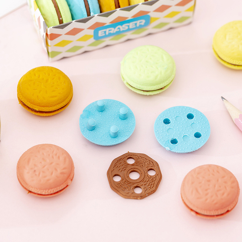 5pcs Penghapus Kreatif Bentuk Macaron / Biskuit Kartun Untuk Pelajar