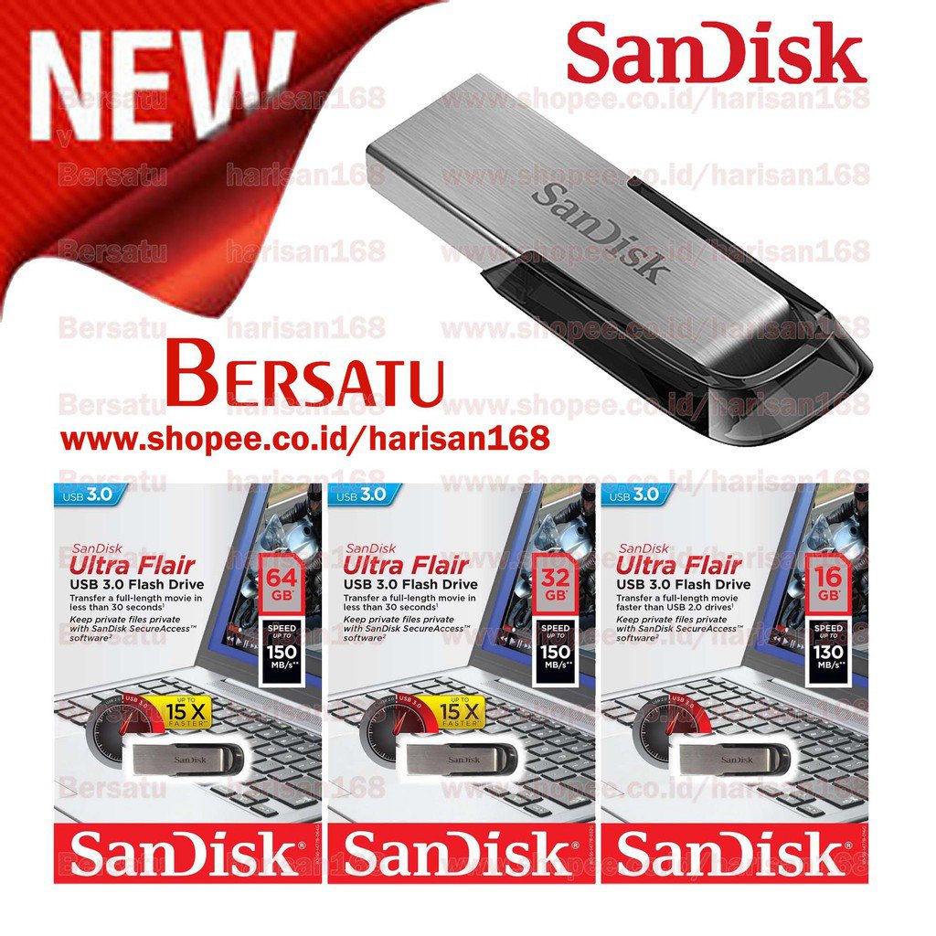 Sandisk CZ73 Ultra Flair Flashdisk 128 64 32 GB USB 3.0