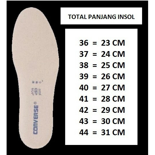 converse cm size