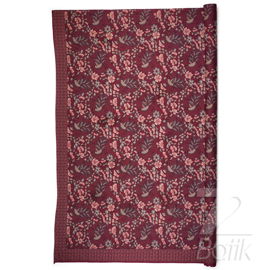 BAHAN BATIK PREMIUM Katun Motif Burung Kembang Warna Merah Maroon Maron Marun 727594 Cap 72 Jarik Jarit Samping Kebat Panjang Batik Katun Modern Premium Bahan Seragam Batik Pernikahan Kantor Keluarga Murah Kamen Jadi Batik Bali Lembaran