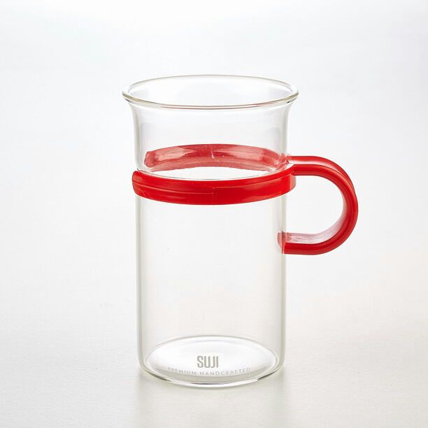 Jual Suji Mug Ml Plastic Handle Red Cangkir Gelas Kaca Kopi Teh