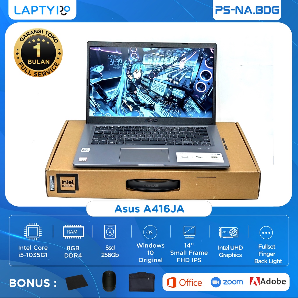 Laptop Editing Asus A416JA/Intel Core i5 gen 10/Ram 8Gb/Ssd 256Gb