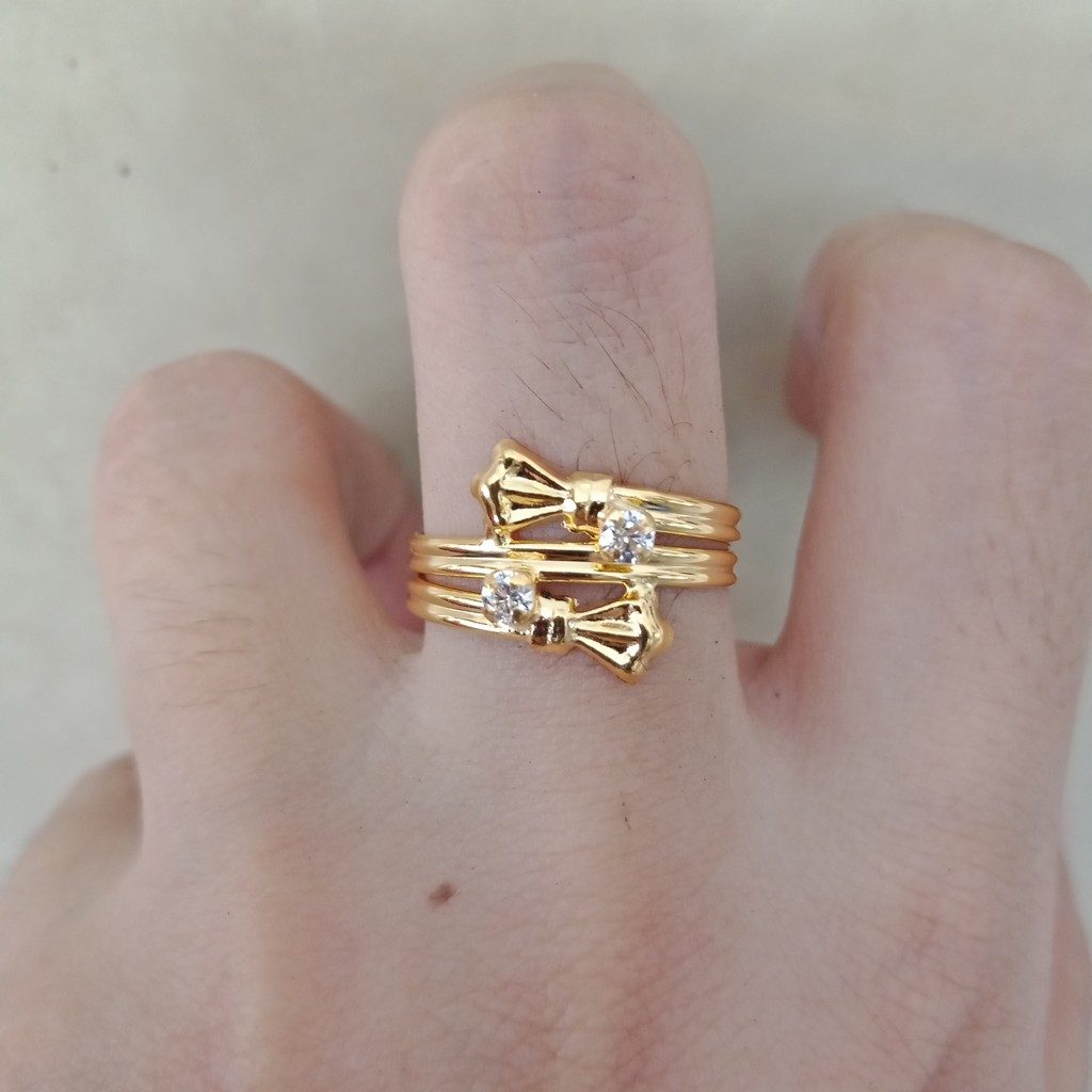 cincin anak dan dewasa emas asli model selisih permata kadar 700 70% 16k 22 1gram 8 9 10 11 12 13 14 15 16 pita