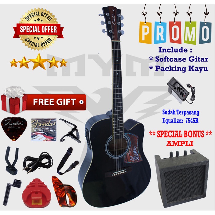 PROMO Gitar cole clark Akustik elektrik - PAKET D HITAM